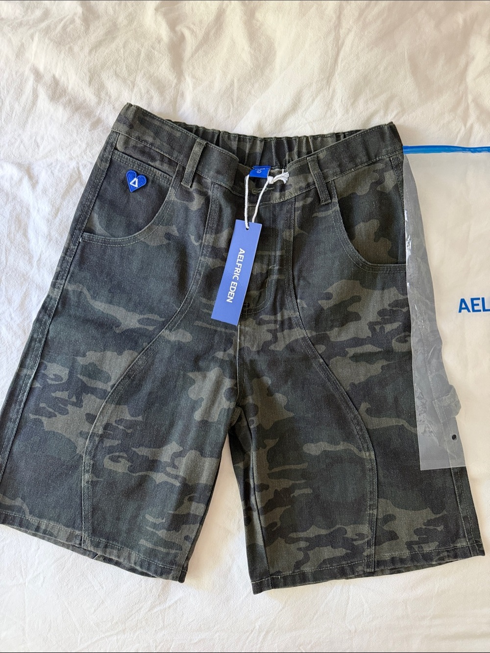 Aelfric Eden Men's Dark Green Black Camo Cargo Shorts